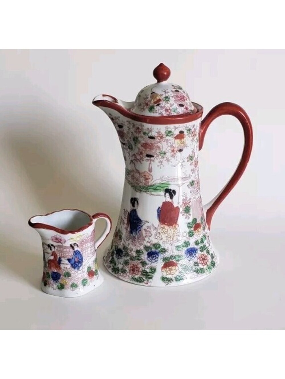 Geishaware Pot Pitcher Cream VTG Hand Painted Japanese Geisha Girls Tea Set